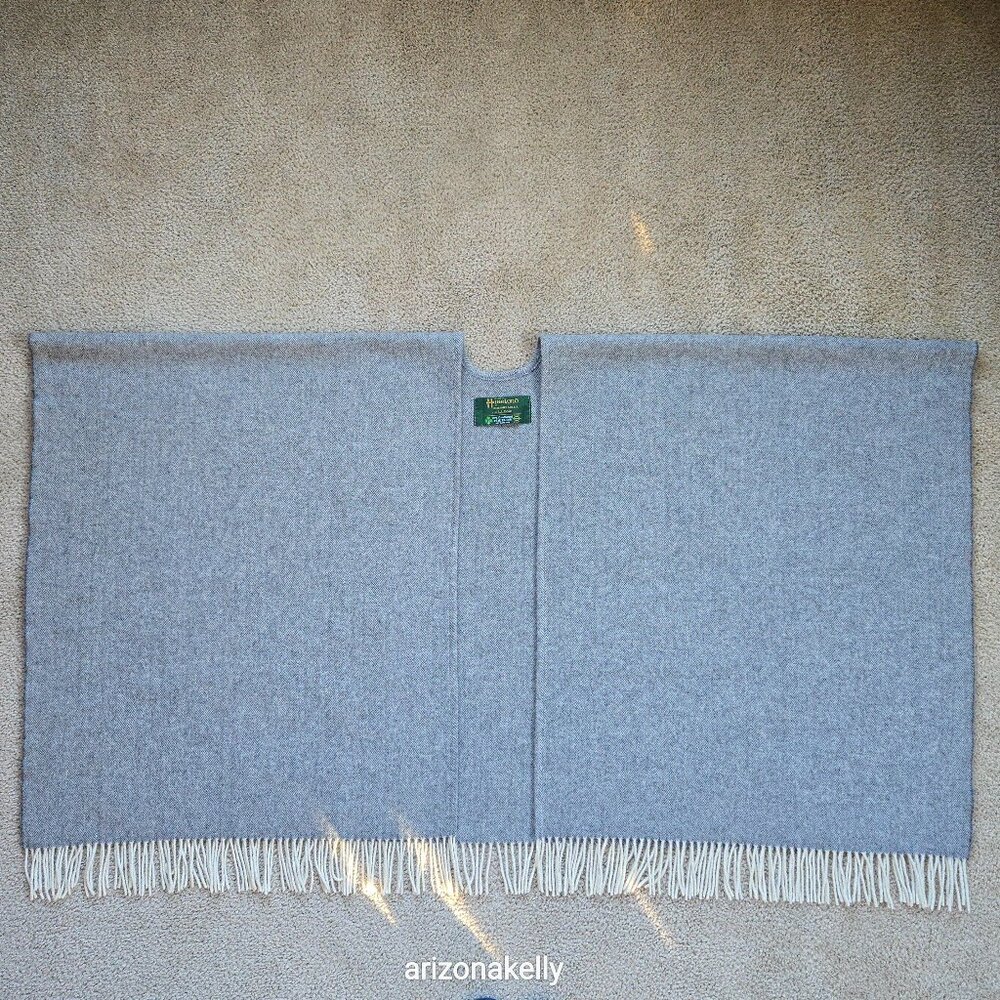 Vintage Wool Herringbone Wrap Grey John Hanly for L.L. Bean Ireland